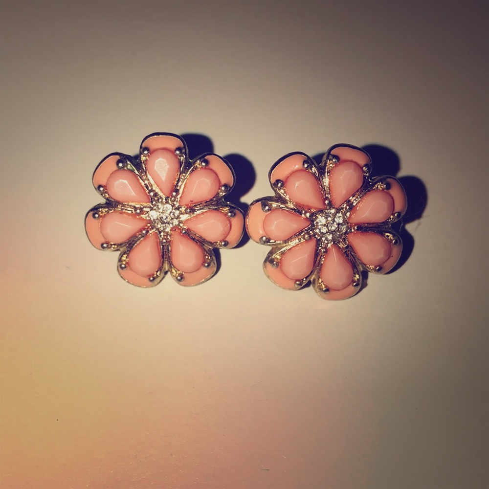 Pink Flower Shaped Earrings